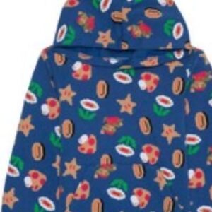 Nintendo Super Mario Blue Hoodie with Fun Pattern